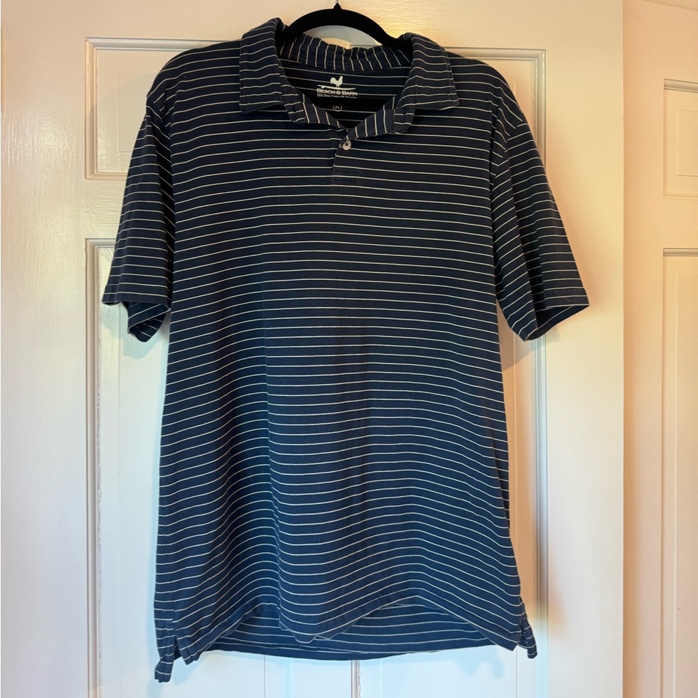 Men's Navy Striped Polo Shirt